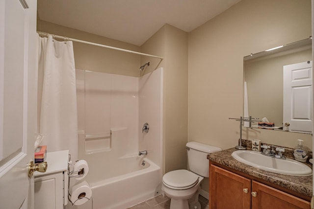 170 E Grand Ave Unit 1, Old Orchard Beach, ME 04064 - bathroom featuring vanity, shower / tub combo with curtain, toilet, and tile patterned floors
