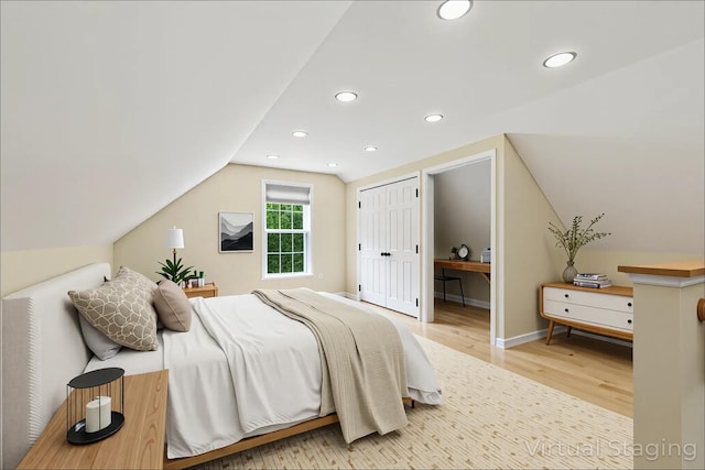8 Rileys Run, Berwick, ME 03901 - bedroom featuring vaulted ceiling, wood finished floors, and recessed lighting