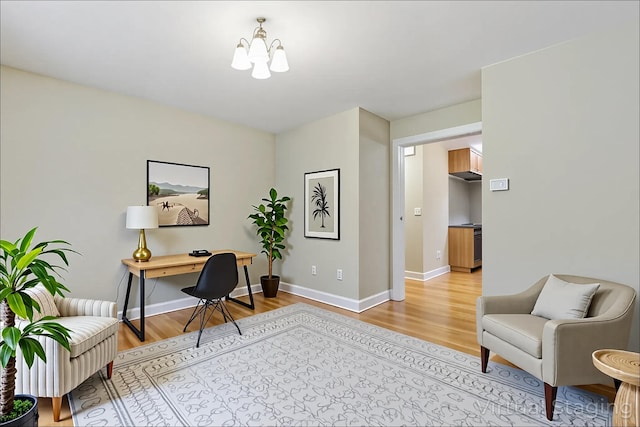 8 Rileys Run, Berwick, ME 03901 - home office with a chandelier, light wood finished floors, and baseboards