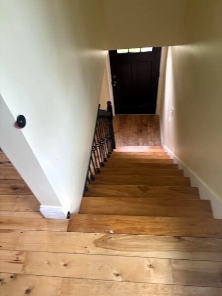 152 Bradman St, Auburn, ME 04210 - staircase with hardwood / wood-style flooring
