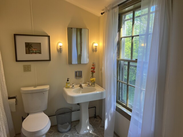 2 Lookout Point Rd, Bar Harbor, ME 04609 - bathroom with toilet and lofted ceiling