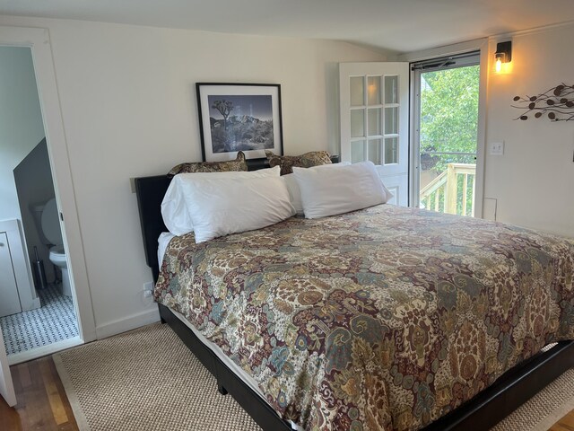 2 Lookout Point Rd, Bar Harbor, ME 04609 - bedroom with access to outside, wood finished floors, and ensuite bath