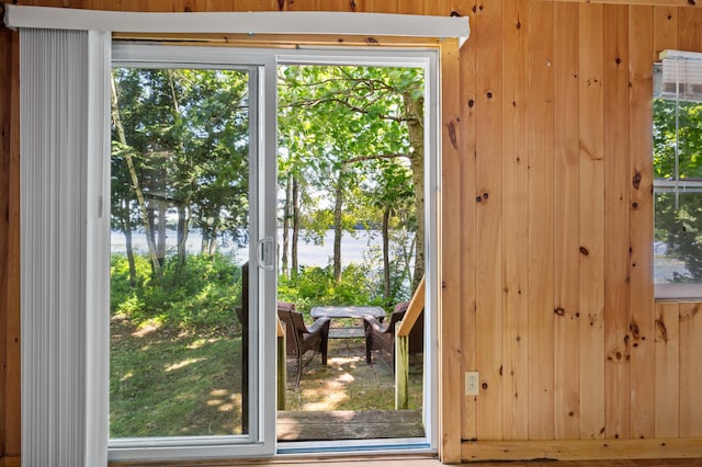16 Maple Ridge Dr, Monmouth, ME 04259 - entryway featuring wooden walls, healthy amount of natural light, and a water view
