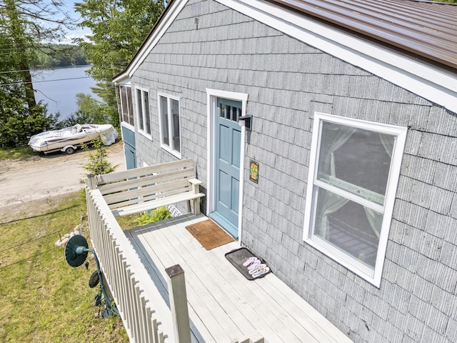 48 E Shore Dr, Greene, ME 04236 - wooden terrace featuring a water view