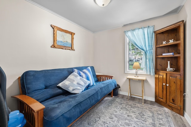 48 E Shore Dr, Greene, ME 04236 - living area featuring wood finished floors, crown molding, and baseboards