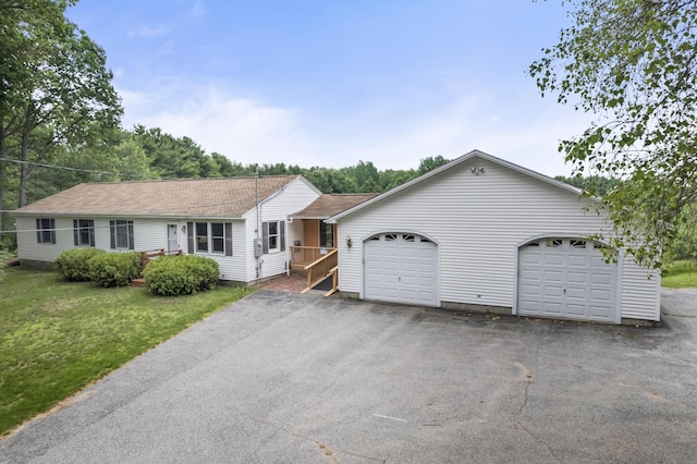 51 Burnham Rd, Saco, ME 04072 - ranch-style home with a garage, driveway, roof with shingles, and a front yard