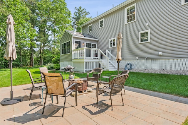 3 Bradfield Way, Kennebunk, ME 04043 - view of patio / terrace with a fire pit, stairs, and a deck