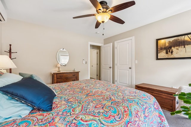 3 Bradfield Way, Kennebunk, ME 04043 - bedroom with an AC wall unit, a ceiling fan, and carpet