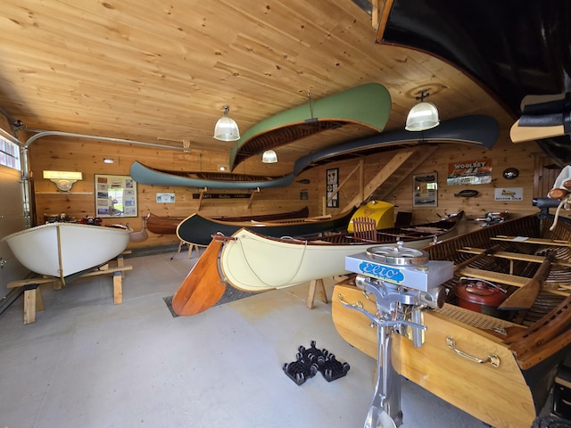 224 Maynard Rd Unit T1 R1, Nbkp, ME 04478 - miscellaneous room with wood walls, concrete flooring, and wood ceiling