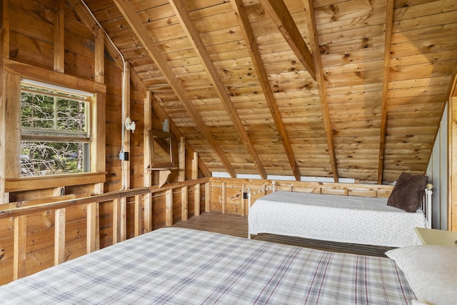 36 Cove Ln, Damariscotta, ME 04543 - bedroom featuring wood ceiling and wood walls