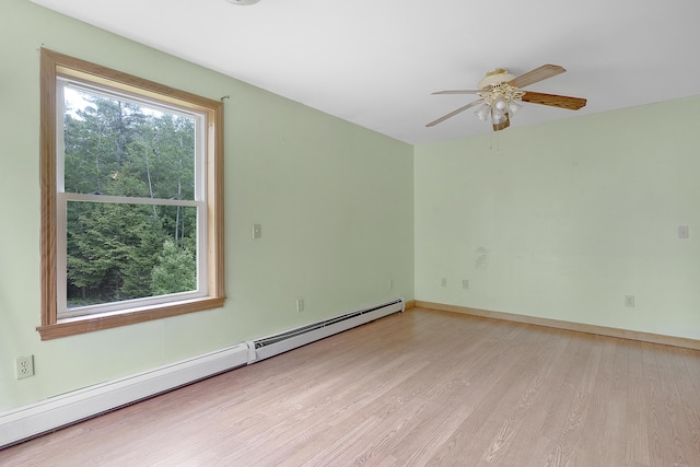 31 W Bay Bridge Rd, Topsham, ME 04086 - spare room featuring baseboard heating, light wood finished floors, and a ceiling fan