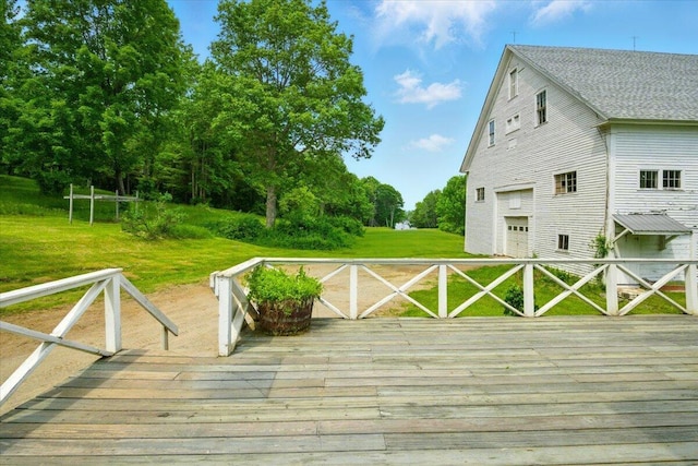 1835 Main St, Fayette, ME 04349 - wooden deck featuring a yard and a detached garage