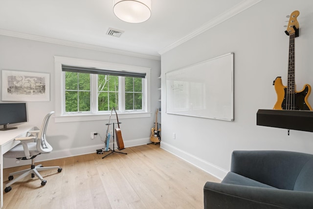 38 Fieldstone Ln, Falmouth, ME 04105 - home office featuring crown molding and hardwood / wood-style floors