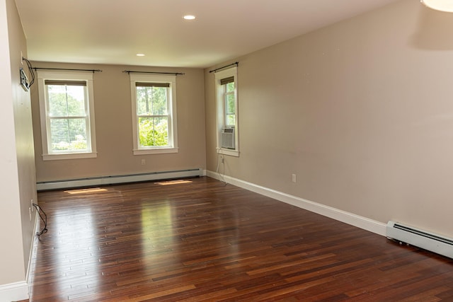 33 Webb Rd, Windham, ME 04062 - spare room with a baseboard heating unit, wood-type flooring, recessed lighting, and cooling unit