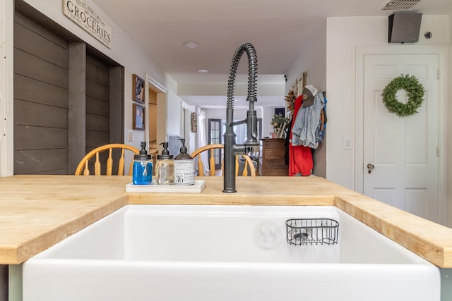166 Franklin St, Bucksport, ME 04416 - kitchen view of wooden counters and a sink