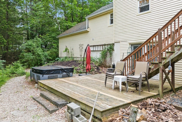 48 E Pasture Rd, Berwick, ME 03901 - deck with a hot tub and stairway