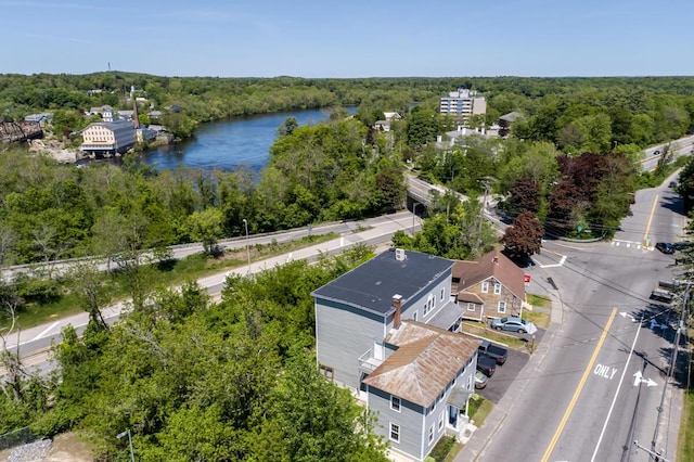 19 Mason St, Brunswick, ME 04011 - aerial view of a nearby body of water and a heavily wooded area