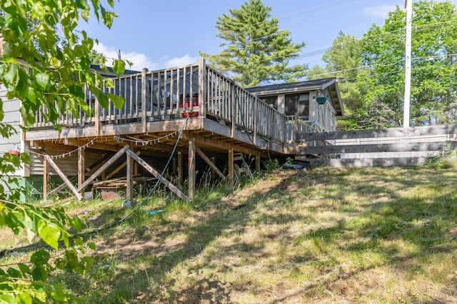 194 Main Rd, Passadumkeag, ME 04475 - back of house featuring a wooden deck and a yard