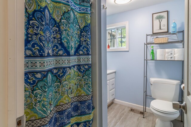 194 Main Rd, Passadumkeag, ME 04475 - bathroom with wood finished floors, vanity, and a shower with curtain