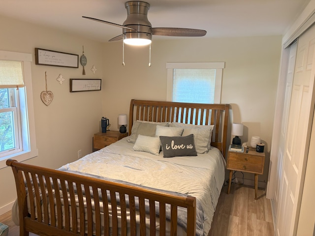 10 Valley St, Augusta, ME 04330 - bedroom featuring wood finished floors, a ceiling fan, and a closet
