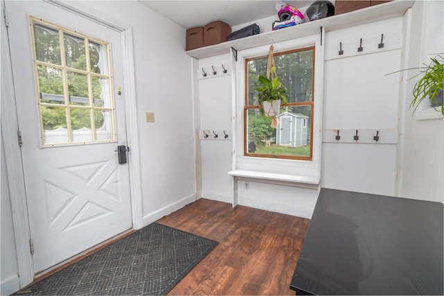 188 Old Chadbourne Rd, Lewiston, ME 04240 - entryway featuring dark wood-style flooring, plenty of natural light, and baseboards