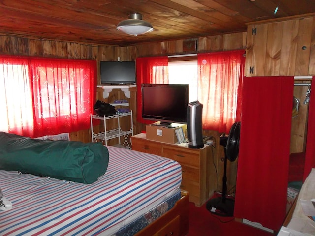 41 Hickory Ln, Alexander, ME 04694 - bedroom with wood ceiling and wood walls
