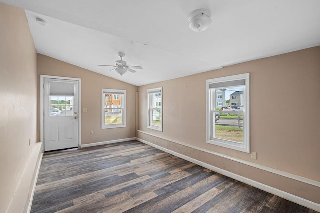 511 Ocean Ave, Wells, ME 04090 - unfurnished room with wood finished floors, vaulted ceiling, and ceiling fan