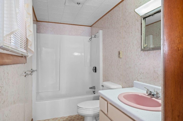 511 Ocean Ave, Wells, ME 04090 - full bathroom with shower / bath combination, vanity, and wallpapered walls
