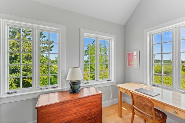 1392 N Haven Rd, Vinalhaven, ME 04863 - office featuring healthy amount of natural light, lofted ceiling, and light wood-style flooring