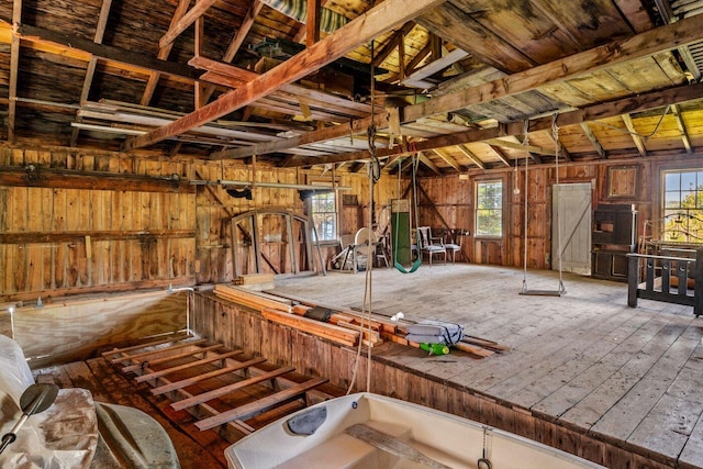 1392 N Haven Rd, Vinalhaven, ME 04863 - miscellaneous room featuring wood walls, healthy amount of natural light, and hardwood / wood-style floors