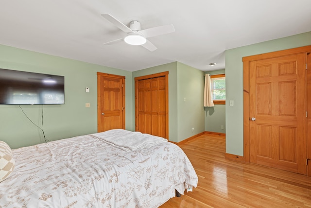 324 Pleasant Pond Rd, Turner, ME 04282 - bedroom featuring light wood-style floors, a closet, and ceiling fan