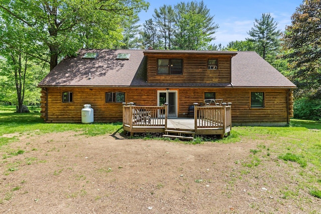 324 Pleasant Pond Rd, Turner, ME 04282 - back of house featuring a wooden deck and log exterior