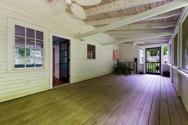 419 River Rd, Newcastle, ME 04553 - wooden terrace with ceiling fan