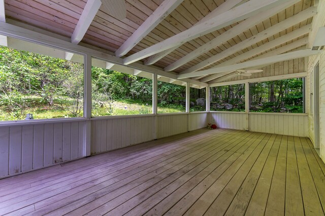 419 River Rd, Newcastle, ME 04553 - unfurnished sunroom featuring a ceiling fan