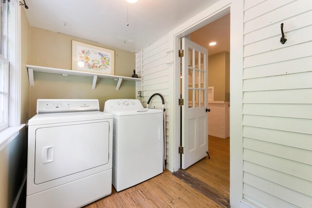 419 River Rd, Newcastle, ME 04553 - laundry area featuring washer and clothes dryer and light wood-type flooring