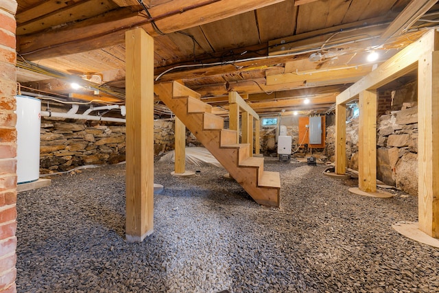 419 River Rd, Newcastle, ME 04553 - below grade area featuring electric panel and stairway