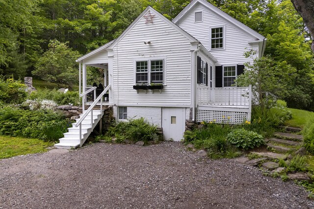 419 River Rd, Newcastle, ME 04553 - view of front of house featuring a deck and stairs