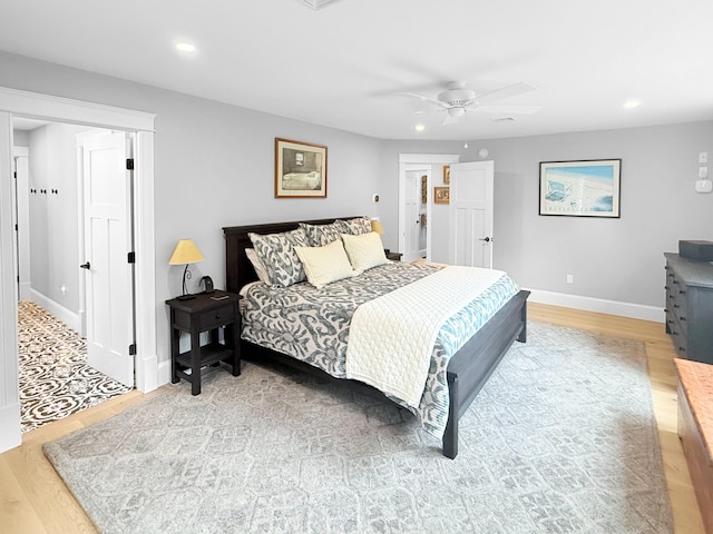 132 Mineral Spring Rd Unit 1, Windham, ME 04062 - bedroom with light wood finished floors, recessed lighting, and ceiling fan