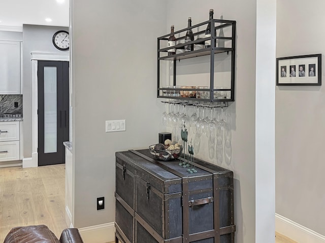 132 Mineral Spring Rd Unit 1, Windham, ME 04062 - indoor dry bar featuring tasteful backsplash, light wood-style floors, and recessed lighting