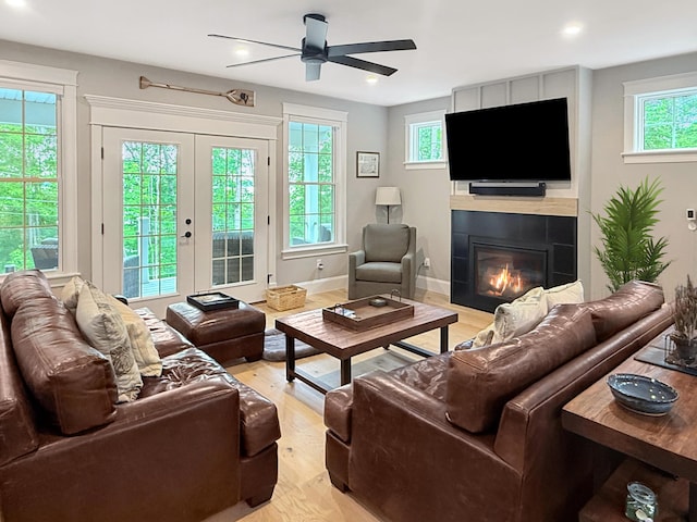 132 Mineral Spring Rd Unit 1, Windham, ME 04062 - living area with a fireplace, a ceiling fan, light wood finished floors, and recessed lighting