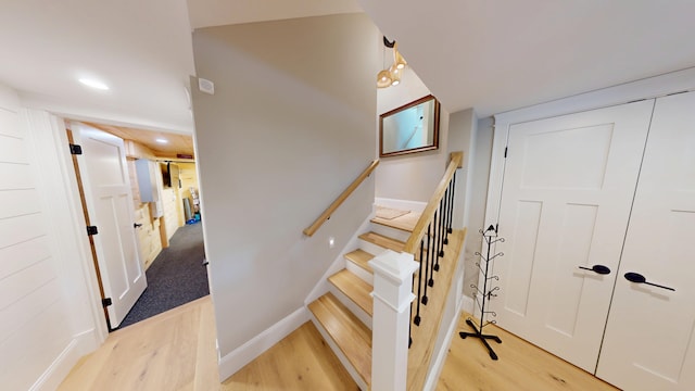 132 Mineral Spring Rd Unit 1, Windham, ME 04062 - stairs featuring wood finished floors and recessed lighting