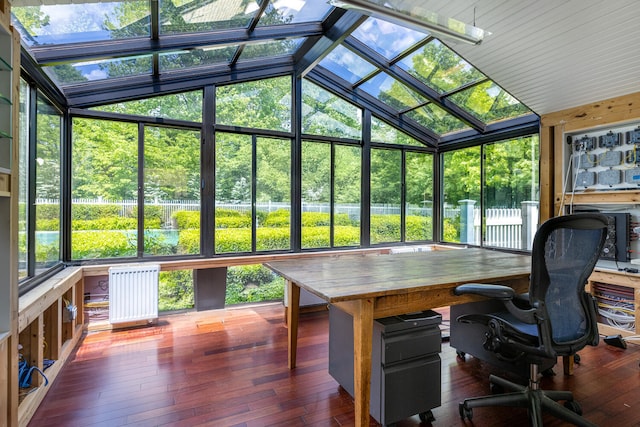 8 Broad Cove Rd, Cape Elizabeth, ME 04107 - sunroom featuring vaulted ceiling and radiator heating unit