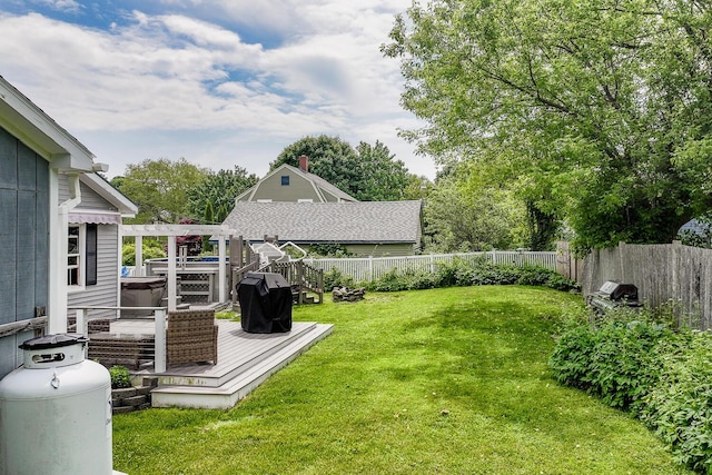 16 Lawn Ave, Rockland, ME 04841 - fenced backyard featuring a wooden deck