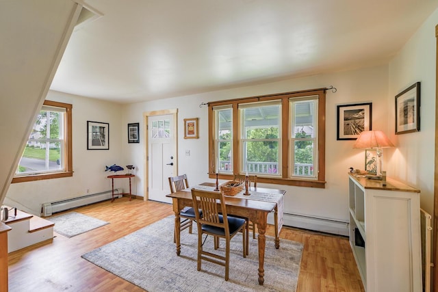 16 Lawn Ave, Rockland, ME 04841 - dining area featuring a baseboard heating unit and light wood finished floors