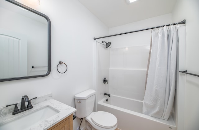 6 Walker Rd, Embden, ME 04958 - full bathroom with vanity, shower / bath combination with curtain, and toilet
