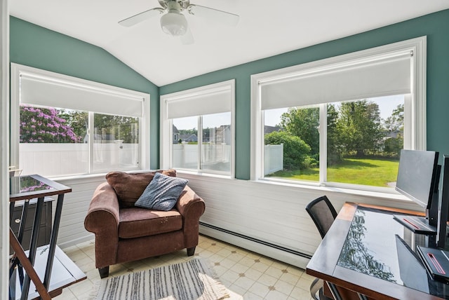 15 Bernard Ave, Biddeford, ME 04005 - sunroom featuring baseboard heating, plenty of natural light, and vaulted ceiling