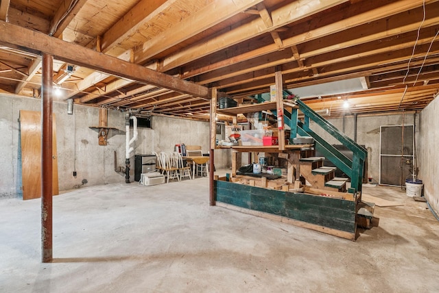 15 Bernard Ave, Biddeford, ME 04005 - unfinished below grade area featuring stairway