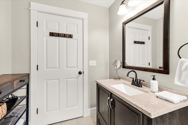 48 Ocean St, Belfast, ME 04915 - bathroom with vanity and tile patterned floors