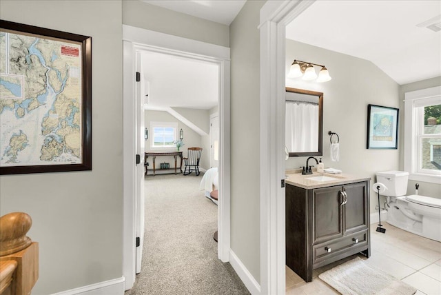 48 Ocean St, Belfast, ME 04915 - bathroom featuring vanity and lofted ceiling