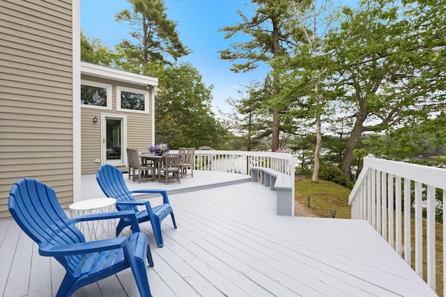 21 Glenhaven Cir W, Saco, ME 04072 - wooden deck featuring outdoor dining space